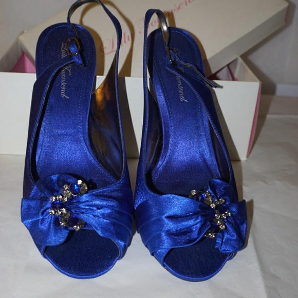 Lulu Townsend Shoes - NEW!! Royal Blue Satin Peeptoe Pumps 11W
